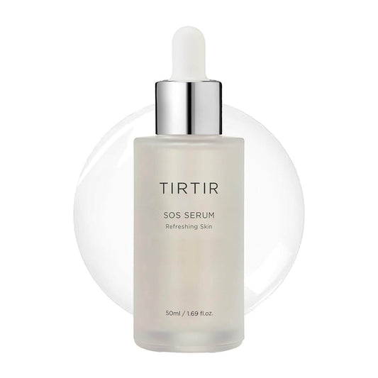 TIRTIR SOS Serum 50ml bottle, a hydration boost for plump, rejuvenated skin enriched with Polyglutamic acid.